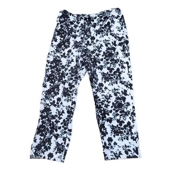 GAP Black and White Floral Pants - 10 - Picture 1 of 4